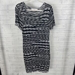 Trina Turk Black White Abstract Stripe Sheath Dress Womens XL Minimalist Read
